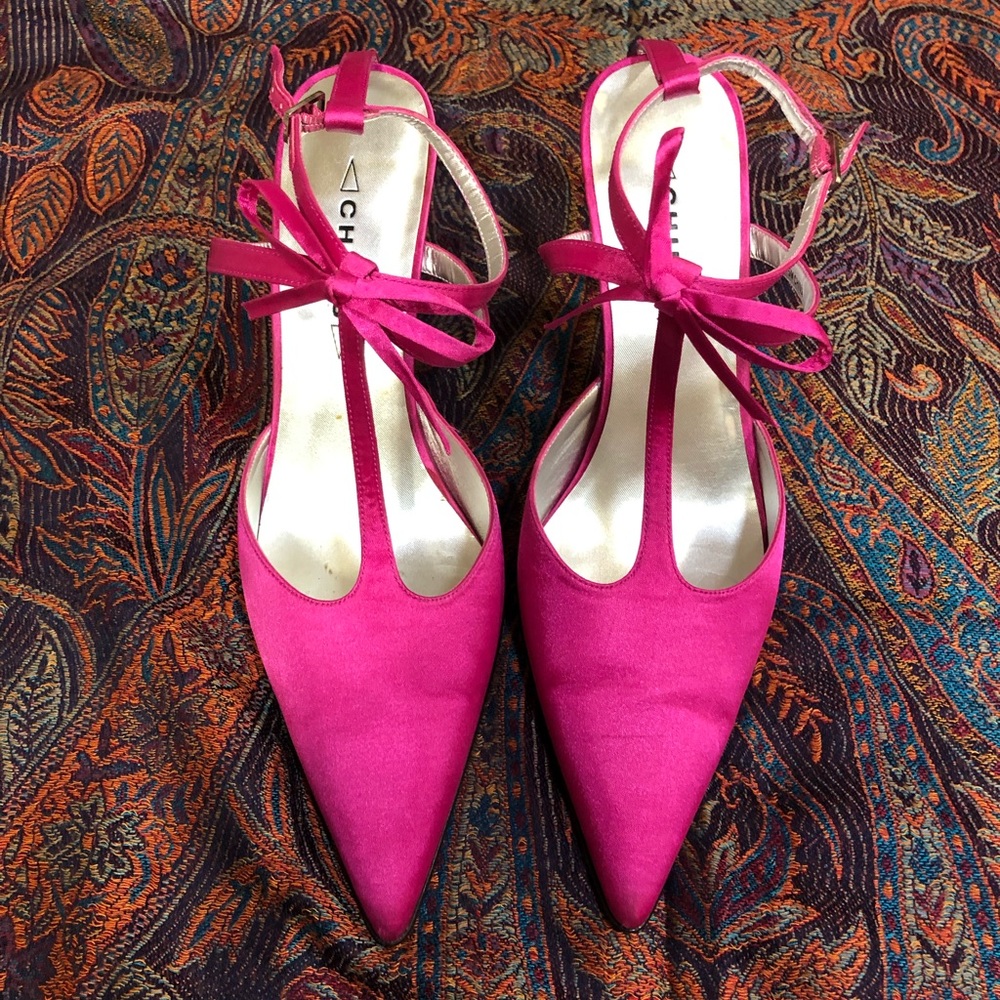 Satin Pink Pointed Toe Heels